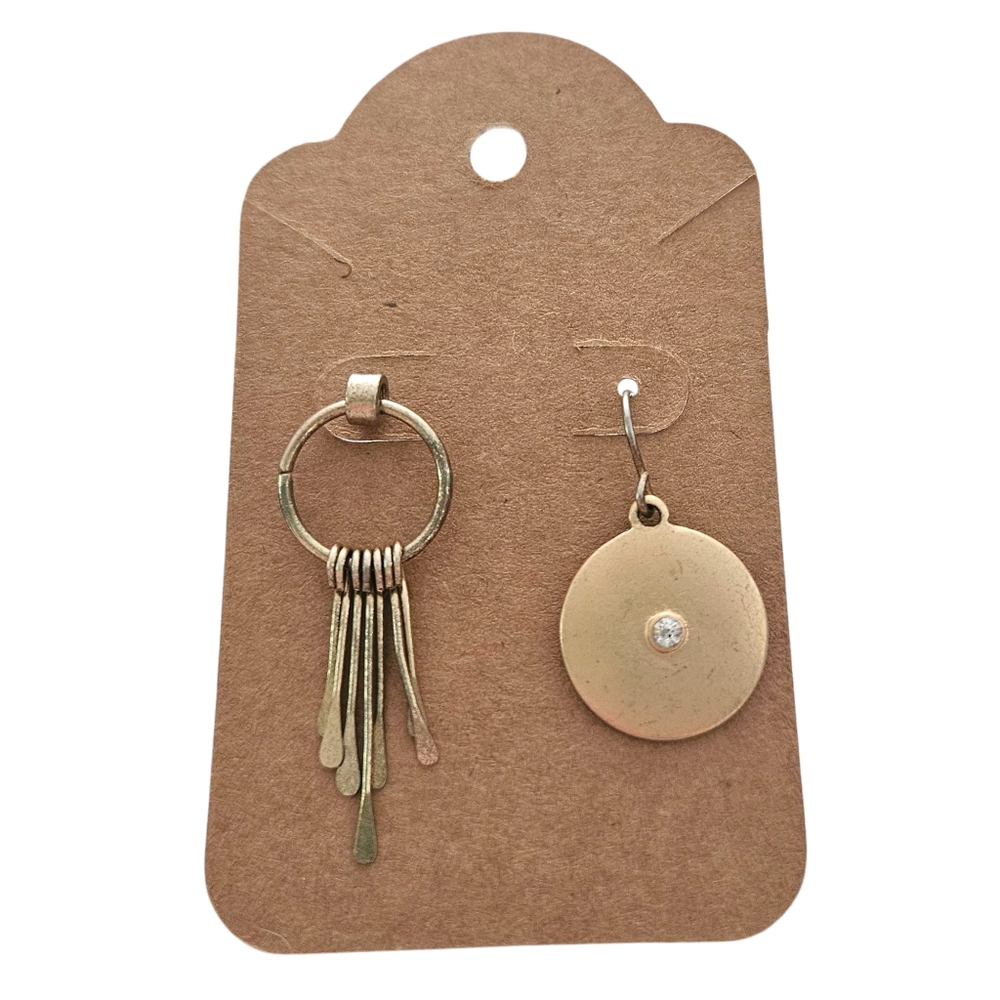 Asymmetrical Bronze Tone Circle Dangle‎ Earrings